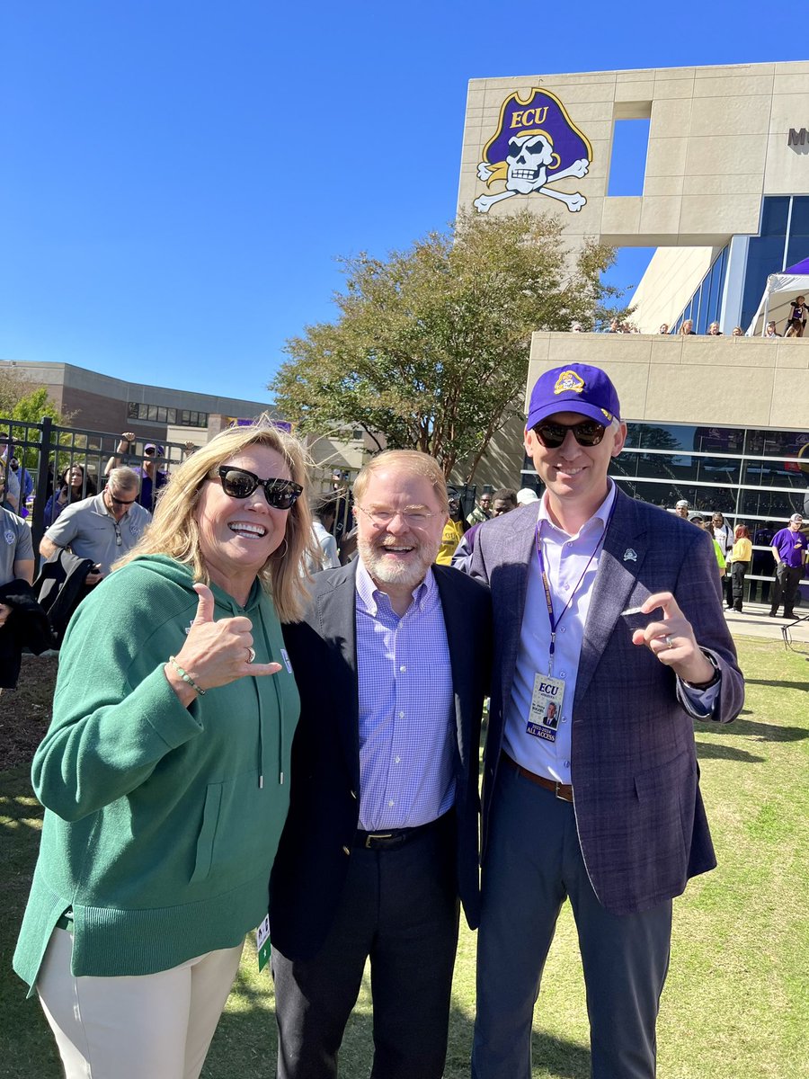 Pleased to welcome <a href="/UNC_System/">UNC System</a> President Hans and <a href="/ChancellorGaber/">Dr. Sharon L. Gaber</a> to Dowdy-Ficklen Stadium.

Always fun to visit the Boneyard. 🏴‍☠️