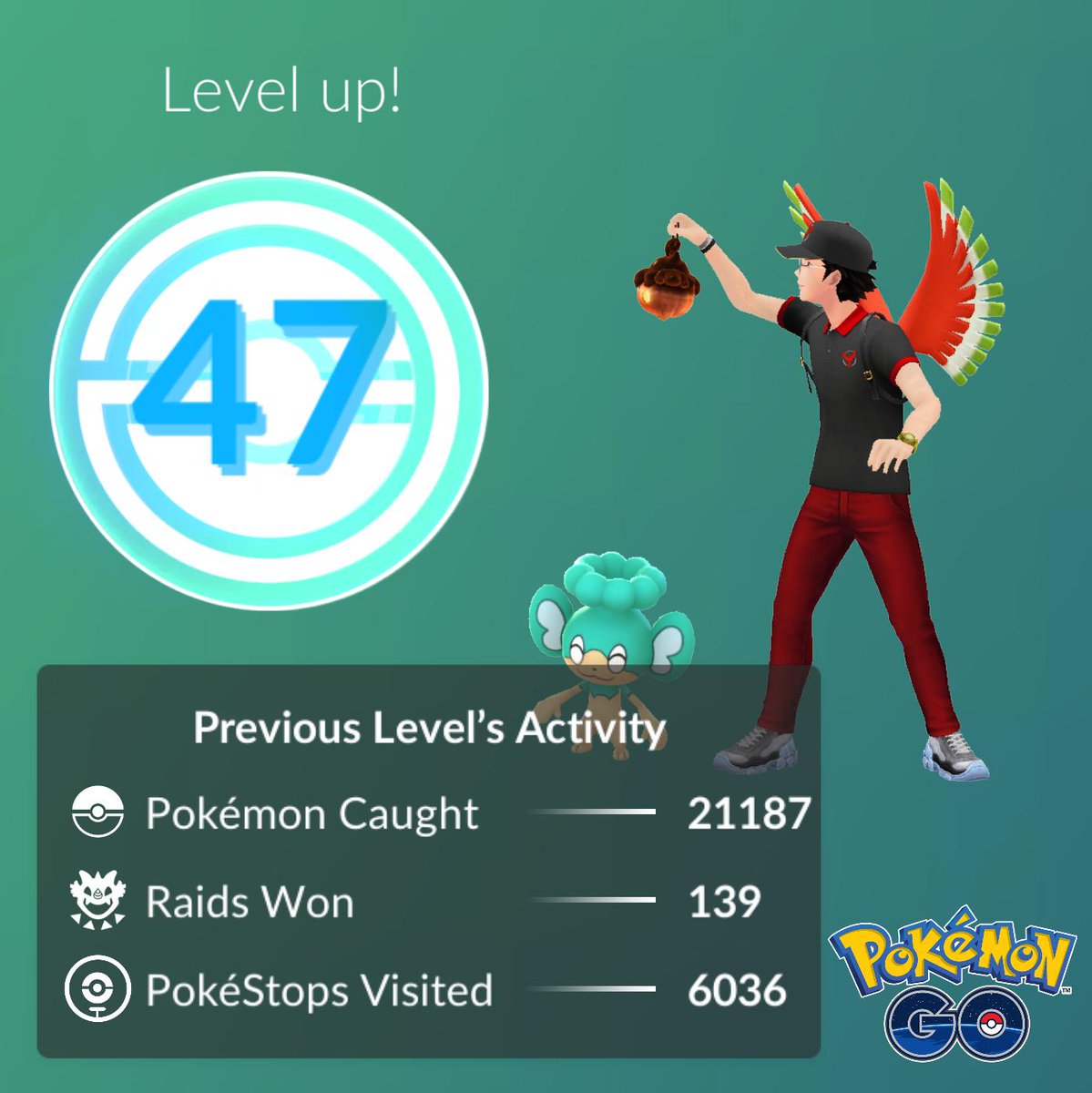 Level 47!
#PokemonGo <a href="/PokemonGoApp/">Pokémon GO</a>