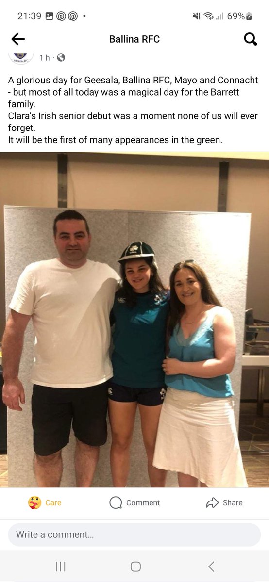 PaulinemHealy's tweet photo. Congratulations to this amazing young lady #ClaraBarrett on her #1stCap and her legendary Parents @KerryBashford #ColmBarrett https://t.co/OzcL3GDjA7