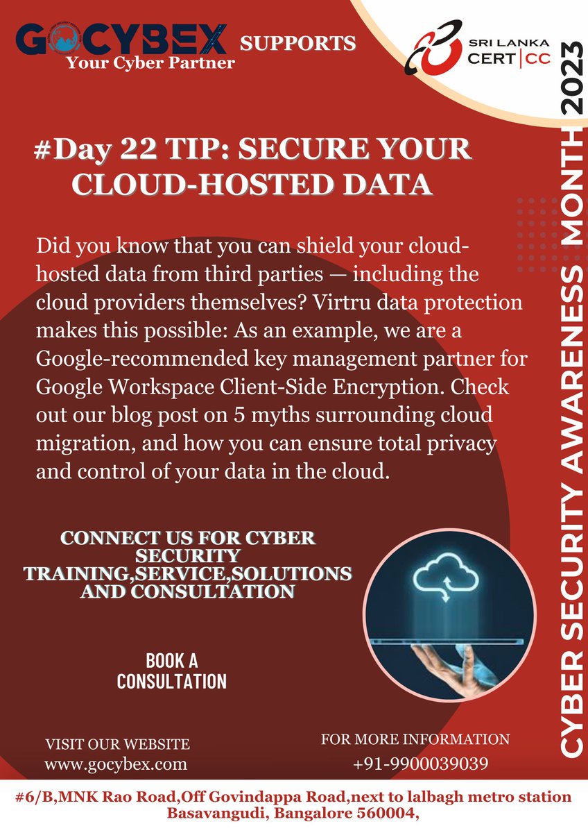 gocybex's tweet photo. Cyber Security Awareness Month Day 22 TIP: 
#supershubha #CyberCrimeAwareness #womencybercell #gocybex #trending #cybercrime #cybersecuritytraining https://t.co/QPcSpmD5Uz