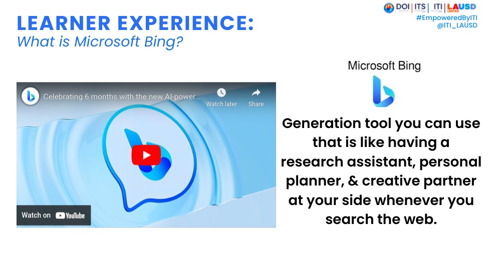 MissUCLA's tweet photo. Call 2 Action TODAY @LAUSD_Achieve its ⏰2 Embrace AI without DELAY AI is here to STAY Thank you @ITI_LAUSD 4 leading the WAY @ITI_LAUSD intro 2 ChatBots Multi-Choice 2 empower Teachers w/ Voice&CHOICE A: @chatgptchatgpt B: @googlebardinfo C: #CanvaMagicWrite D: #MicrosoftBing https://t.co/bcY6NWa1hT