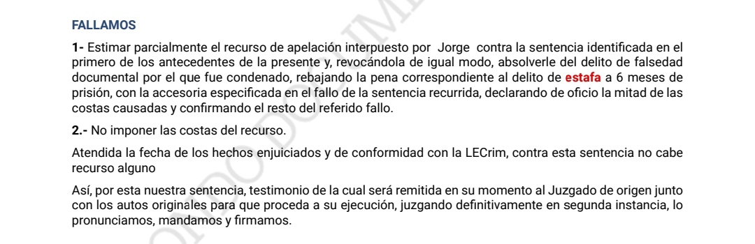 Estimación recurso apelación penal Sentencia Juzgado Penal 2 Melilla, reduciendo pena de 3 años de prisión + accesoria por delito de falsedad y estafa, a la de 6 meses de prisión + accesoria.
