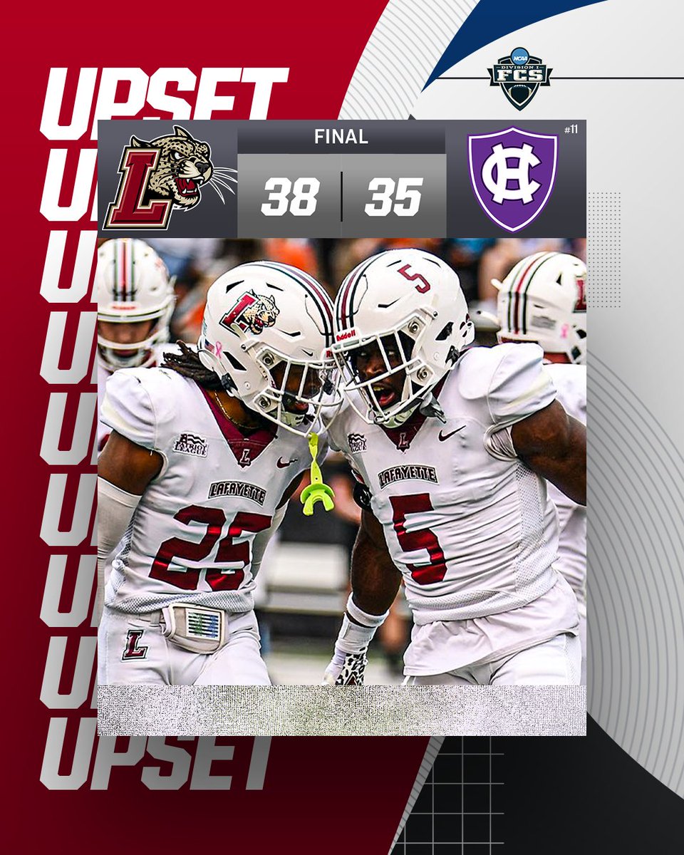 🚨 UPSET ALERT 🚨

<a href="/LafColFootball/">Lafayette Football</a> upsets No. 11 Holy Cross, 38-35.

#FCS