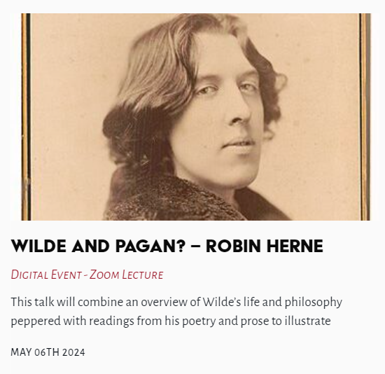 Tonight's Lecture - Wilde and Pagan? - Robin Herne #Wilde #Pagan #RobinHerne @TheLastTuesdayS thelasttuesdaysociety.org/event/wilde-an…