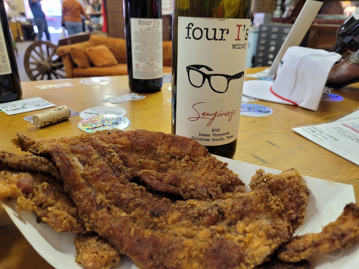 Chicken Fried Bacon! Perfect pairing with four I's winery's 2016 Sangiovese! #Vernon #txwine #texaswine