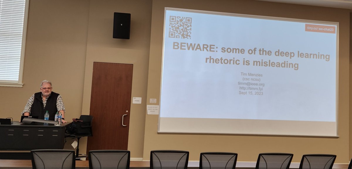 timmenzies's tweet image. Thank you @JeffCarver32 and the rest of the @ASU
Computer Science team. Had a great time visiting, and talking on SE and AI. 

slides: docs.google.com/presentation/d…