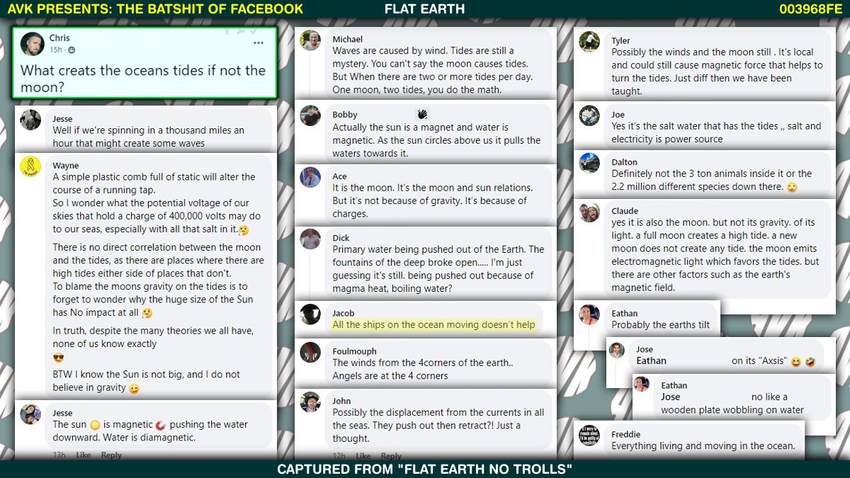 VaxxersAnti's tweet photo. Flat earthers attempt to explain:

Tides

#flateath #flatearther #flerf #flerfs https://t.co/Zx5d7uiPcq