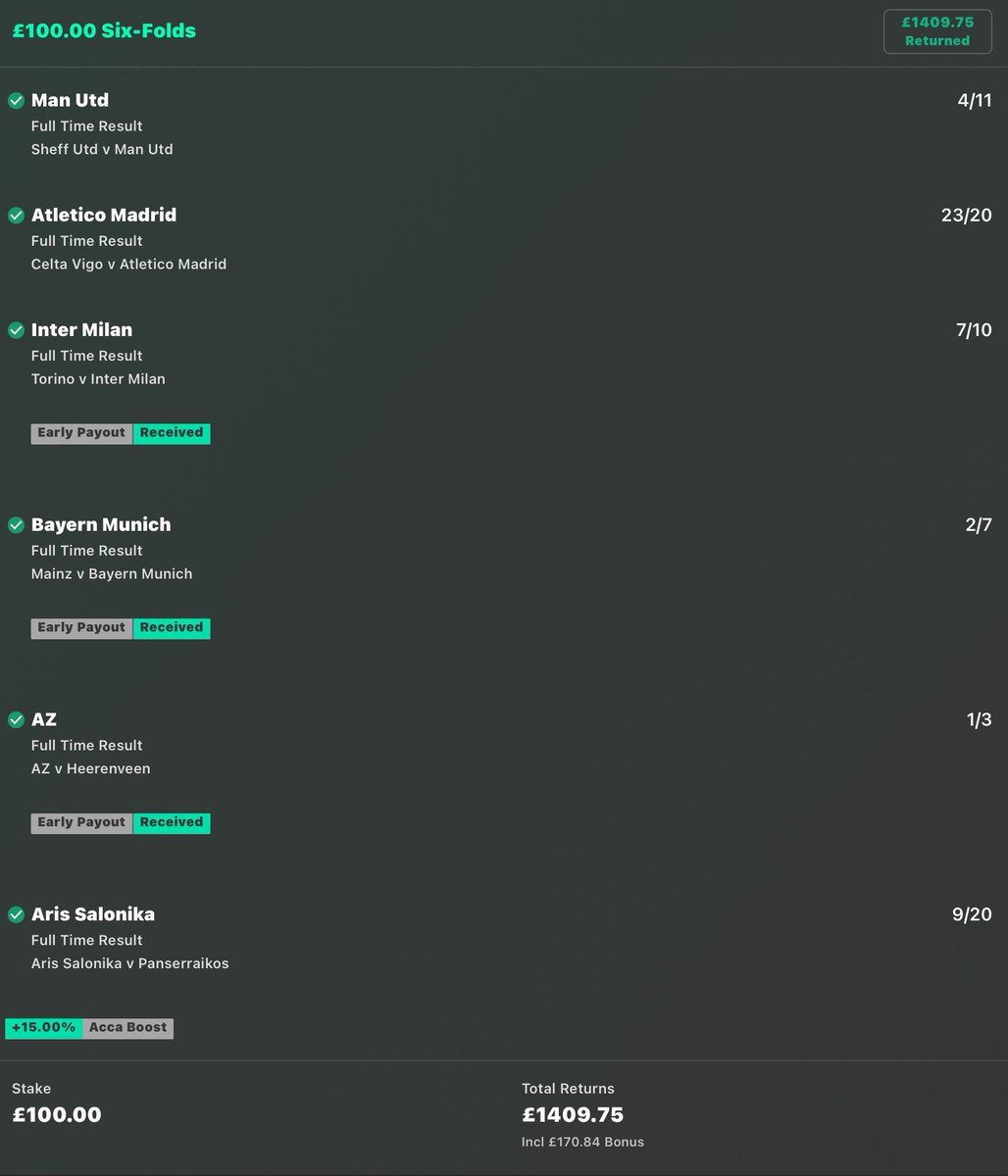 statgodtips's tweet image. BOOM 🤯 💰 

Those dirty bookies just can’t stop me and my gang 😅

12/1 Acca lands

Make sure your following me @statgodtips 

My free telegram here 👇🏼

t.me/+J5KVY-QWSHZhN…