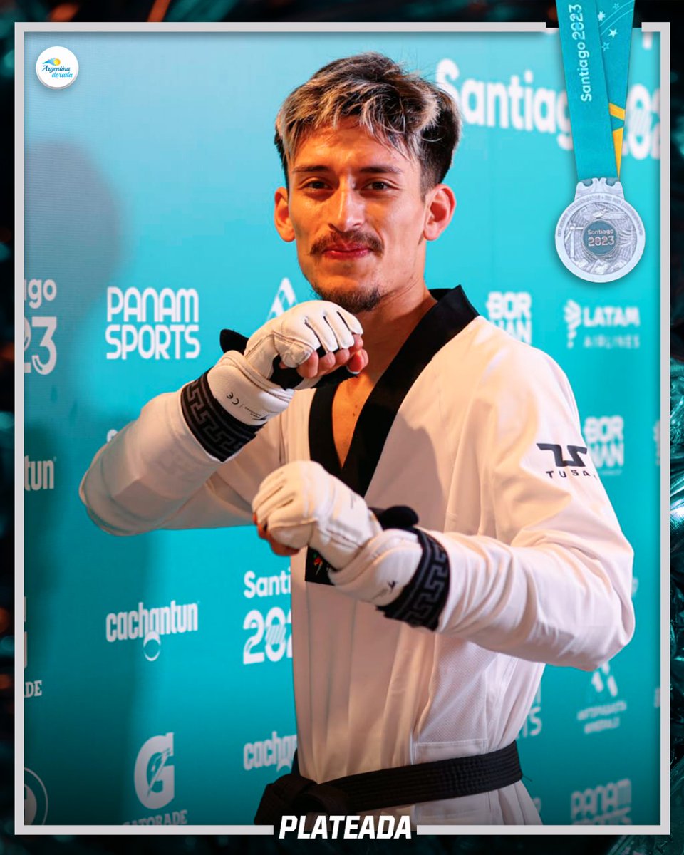 ArgentinaDorada's tweet photo. #Taekwondo #Santiago2023 ¡MEDALLA DE PLATA PARA LUCAS GUZMÁN! El argentino cayó en la final ante el mexicano Plaza Hernández en tres rounds. https://t.co/wZXvm3TL9U