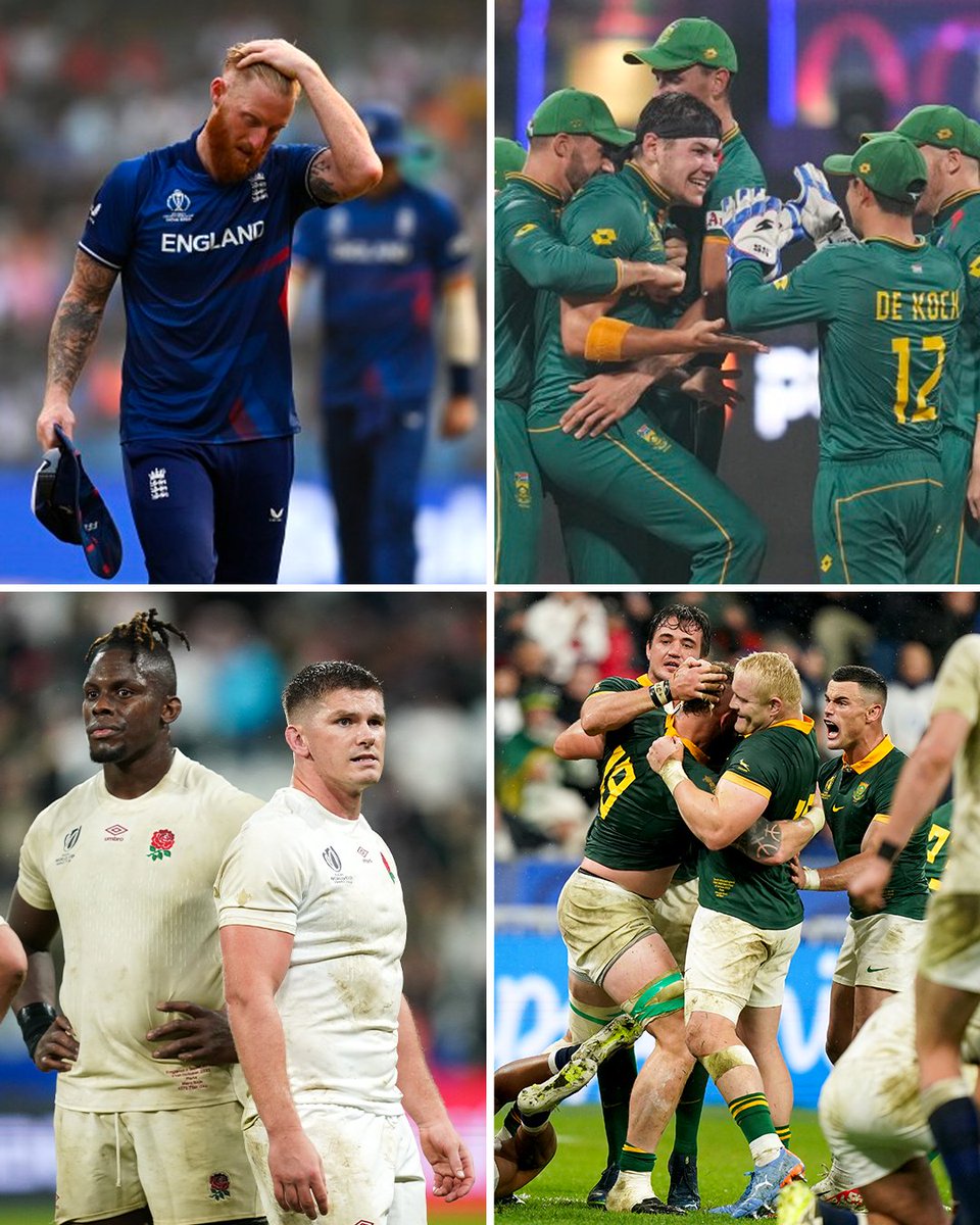 🏏 Cricket World Cup: South Africa thrash England by 229 runs 🇿🇦 🏉 Rugby World Cup: South Africa knock England out in the last minute of a semi-final 🇿🇦 A day to forget for English sport fans 😬🏴󠁧󠁢󠁥󠁮󠁧󠁿