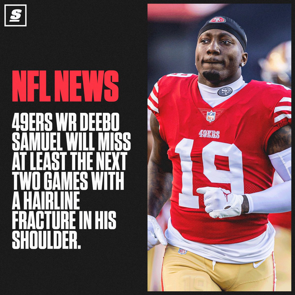Deebo Samuel will be out until after the 49ers' bye week. 😔 thesco.re/3s0mZ5a