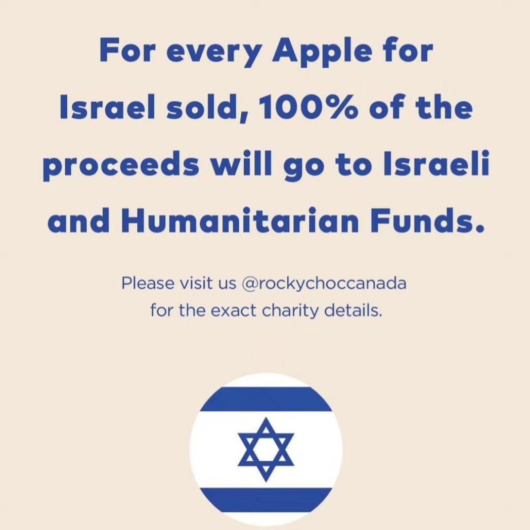 nicoslobinsky's tweet photo. To my #Vancouver friends, please support @RockychocCanada. I went to the #RobsonSt store and bought cameralized apples for Israel. For every apple sold, 100% of the proceeds will go to Israeli and humanitarian funds. Todah Rabah Rocky Mountain for supporting Israel🍫🍏❤️🇮🇱 https://t.co/JWONtCs92w