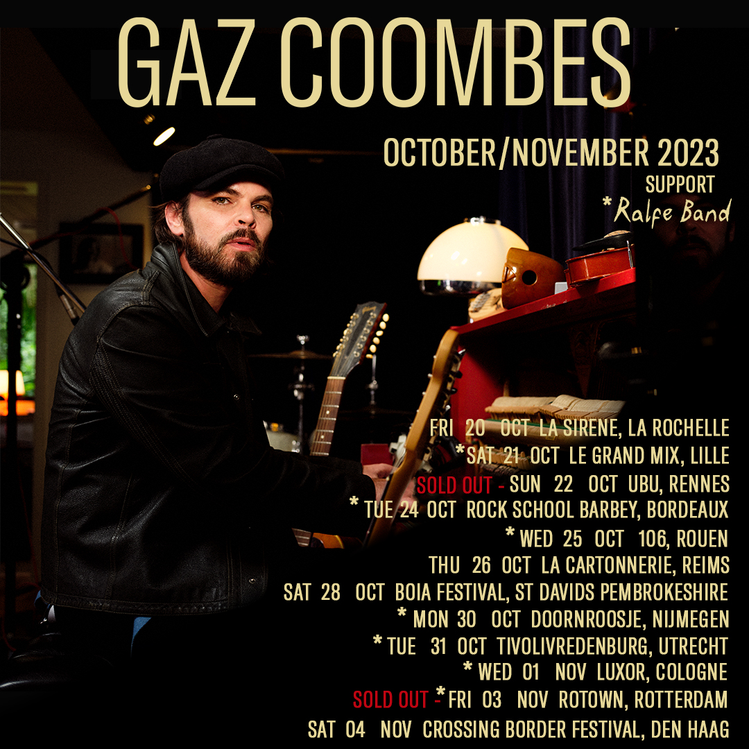 Ralfe Band’s tour supporting the wonderful <a href="/GazCoombes/">Gaz Coombes</a> starts today, taking in France, the Netherlands and Germany. <a href="/OlyRalfe/">Oly Ralfe</a> is playing solo for these shows, do say hello to him at the merch stand.
