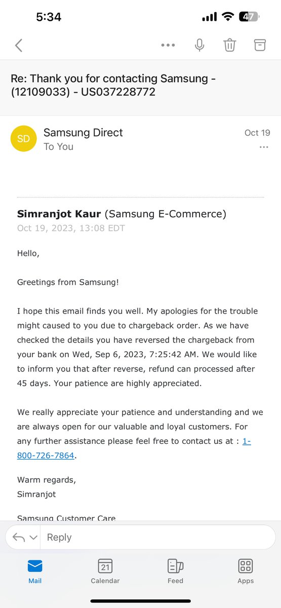 SelkhodarySaid's tweet photo. @SamsungUS Spoke to your support team per your instructions above, the agent said it is 45 days for refund it is only 31 now??? 45 days to issue a refund for a product I never received???? https://t.co/HMzebszfVd