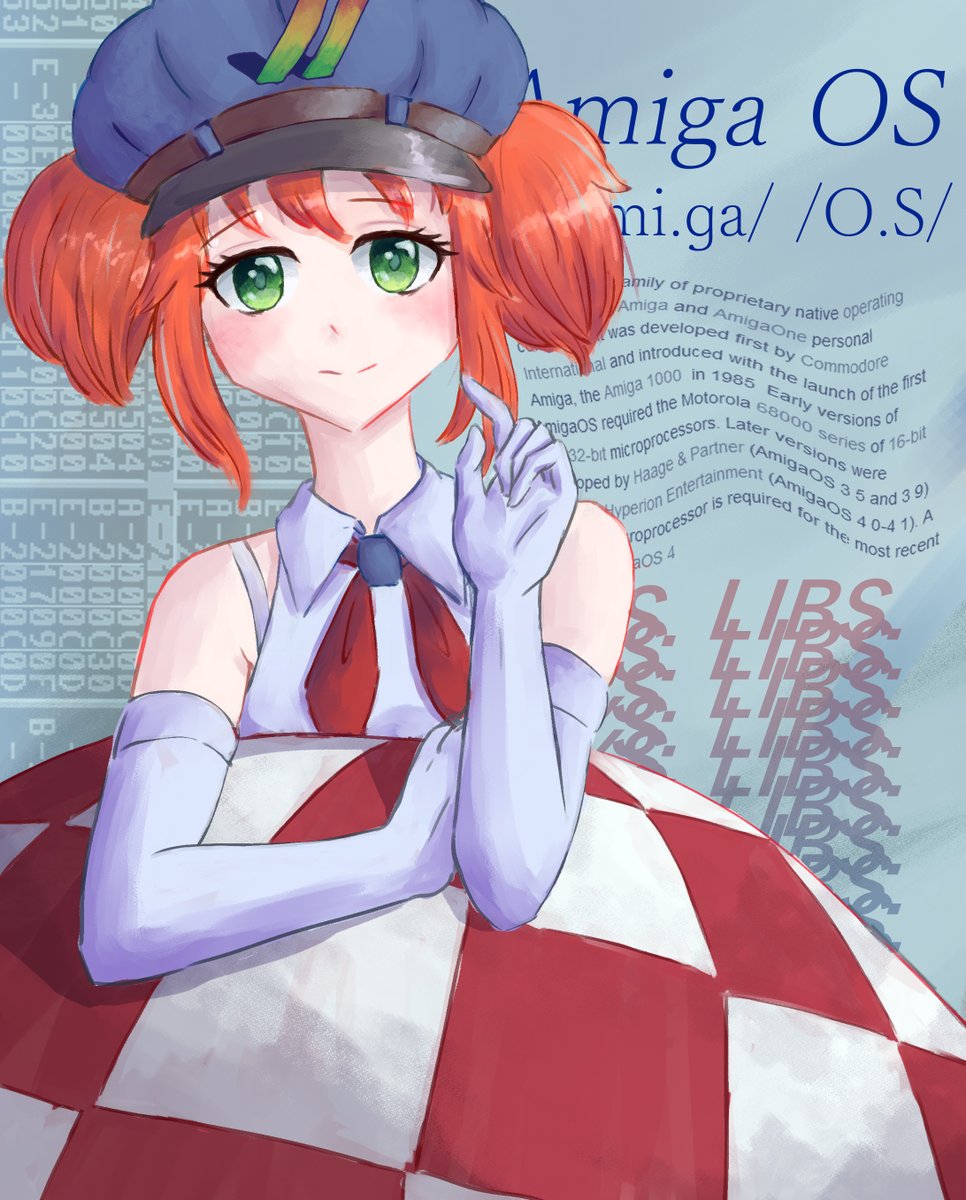 Ramtoi3's tweet photo. Amiga OS-tan and i tried to be creative with the bg this time https://t.co/FauvImZDml