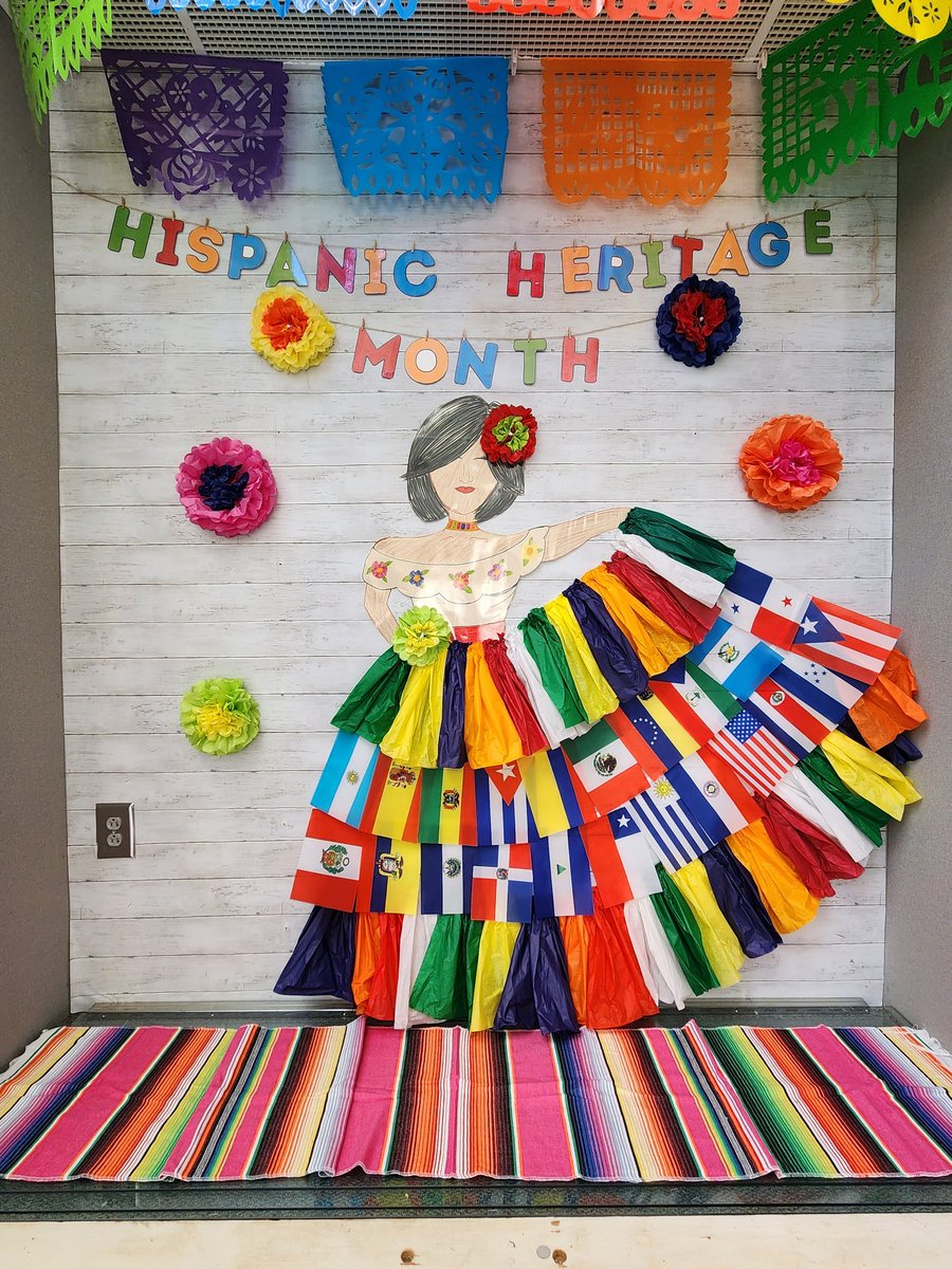 If you missed our front lobby, then you missed one of my favorite bulletin boards. All hand drawn and hand-made. #hispanicheritagemonth #M4L #creativelibrarians