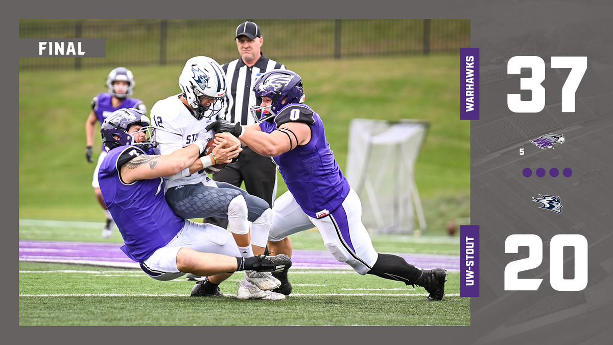 Warhawk WIN! <a href="/WarhawkFootball/">Warhawk Football</a> tops UW-Stout 37-20 on a brisk day at The Perk.