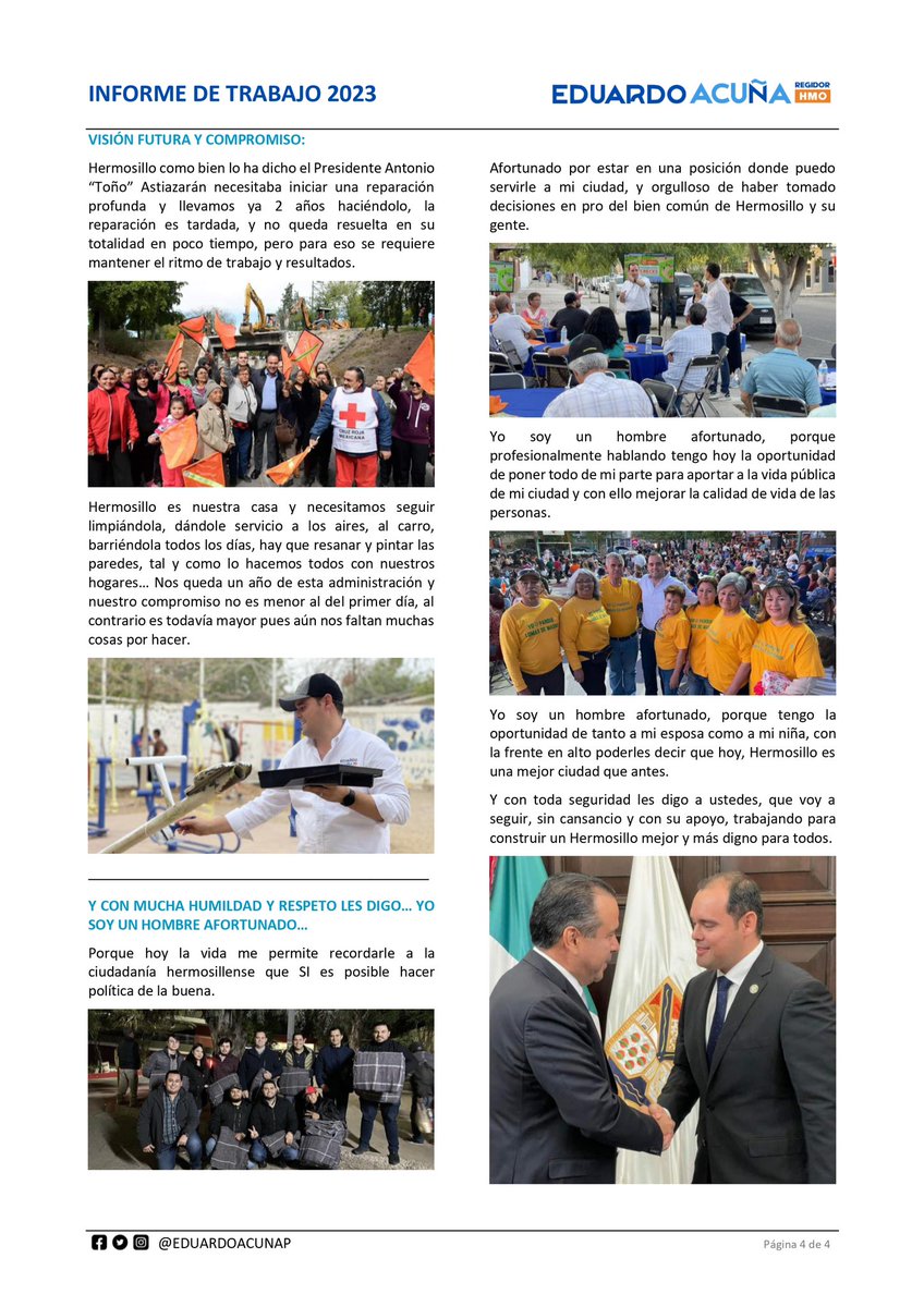 eduardoacunap's tweet photo. Hermosillo es nuestra casa y necesitaba de una reparación profunda, llevamos dos años haciéndolo, hemos avanzado pero aun falta por hacer, el compromiso hoy es todavía mayor al del primer día.

Con mucho gusto les comparto mi Informe de Trabajo 2023. 

#QueHermosilloHable https://t.co/X3gA5IDROX