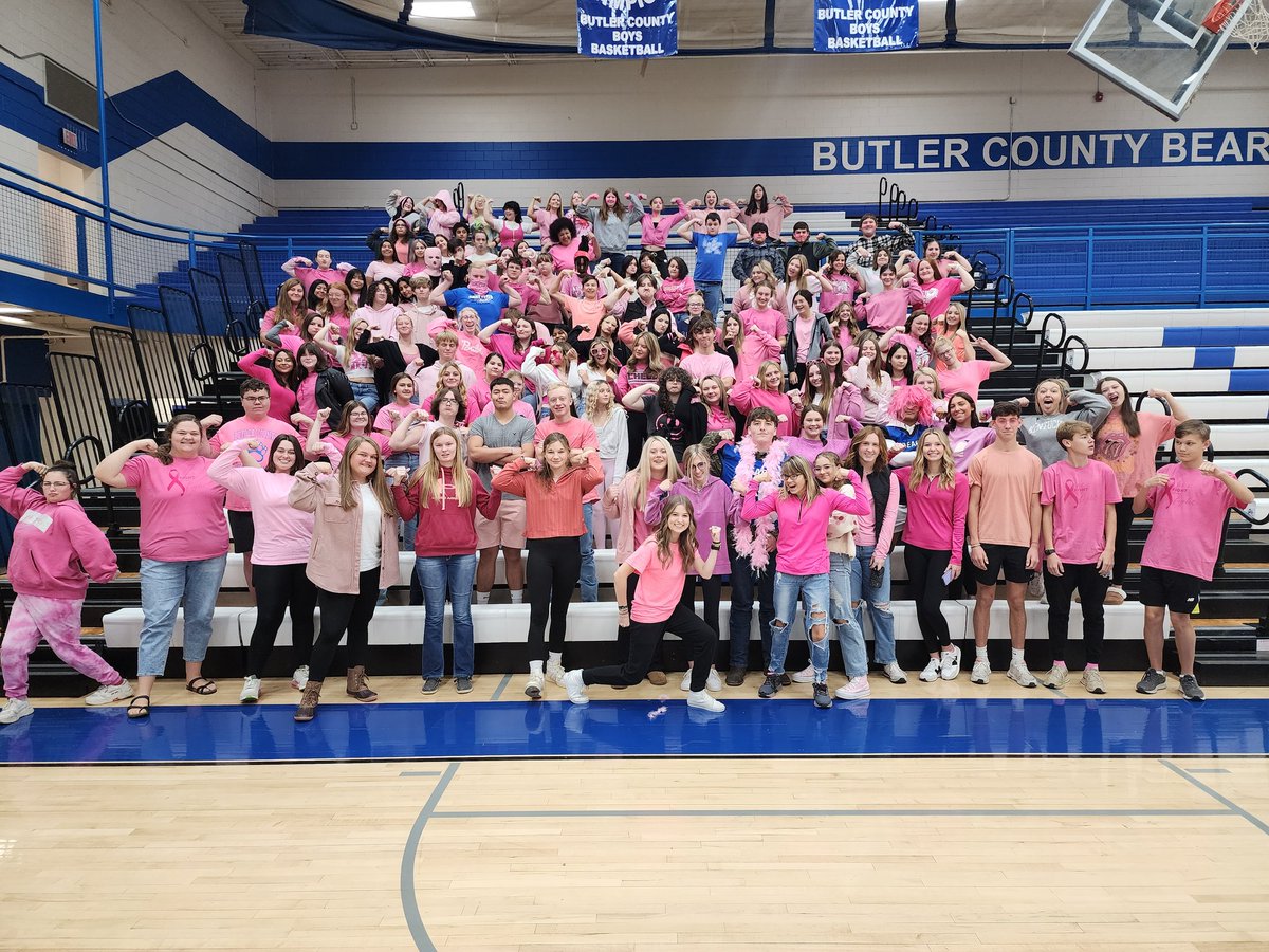 BCHS_Bears's tweet photo. Butler County went pink this week with support for our art teacher, Mrs. Burdette! We love you! https://t.co/xHksTGSLtN