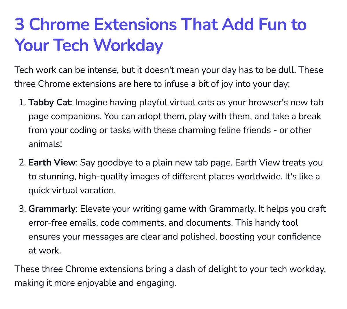 binarybias_'s tweet photo. 3 Chrome Extensions That Add Fun to Your Tech Workday https://t.co/TZtQp2gHzz