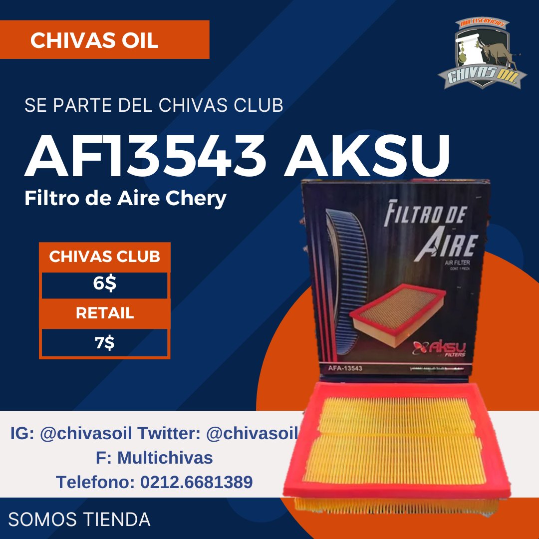 ChivasOil's tweet photo. Filtro de aire para  Arauca. 
Por cada litro de combustible que gasta el vehículo hacen falta 10.000 litros de aire. Por todo ello, el filtro de aire debe cambiarse cada 15.000 kilómetros o una vez al año, lo que ocurra antes. Contactanos!!! https://t.co/wcBZ3ayYnu