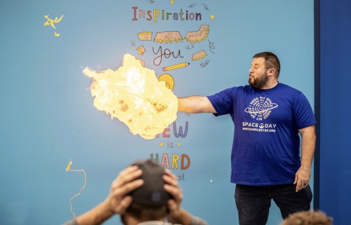 When we take our show on the road, we make it big. 🔥 Check out Josh showing off why rocket fuel has hydrogen and oxygen at Space Day at the Whitaker Center! 🚀 <a href="/scienceupsu/">Science-U</a> <a href="/PSUScience/">Penn State Eberly College of Science</a> 

📸<a href="/whitakercenter/">Whitaker Center</a>