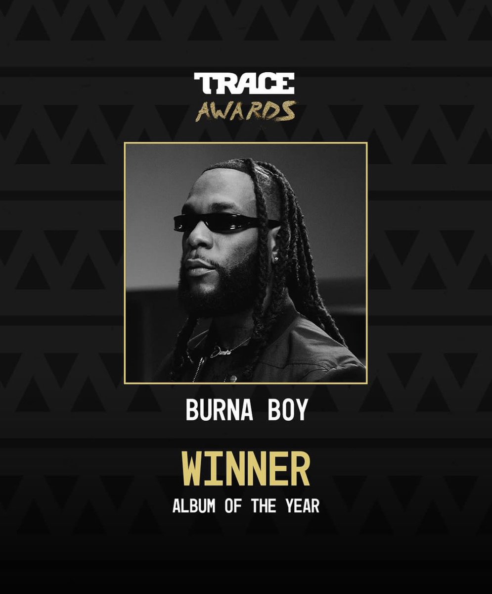 Burna Boy’s “LOVE, DAMINI” wins Album of the year at the 2023 Trace Awards in Kigali, Rwanda 🇷🇼. 

🏆✨

#TraceAwards
#TraceAwards2023
#TraceAwardsRwanda2023