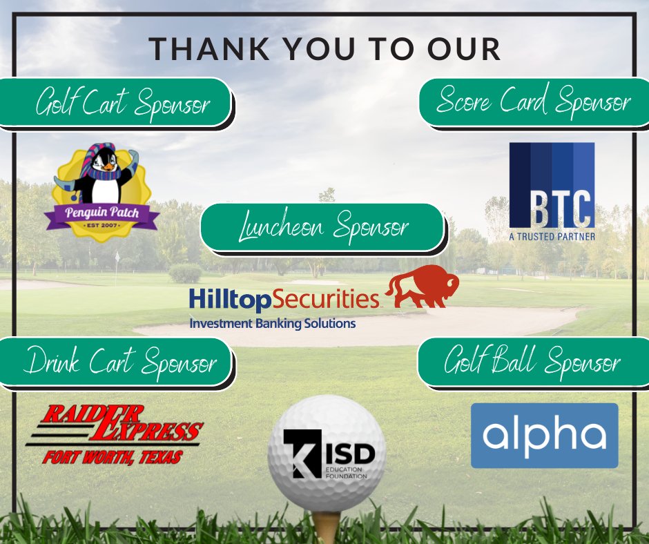KISD Ed Foundation (@kisdfoundation) on Twitter photo The Keller Classic for a Cause Golf Tournament is just around the corner! Thank you to the sponsors below for your support of the Foundation and <a href="/KellerISD/">Keller Schools</a>! <a href="/HTS_Financial/">HilltopSecurities</a> <a href="/raiderexpress/">Raider Express</a> The Keller Classic for a Cause Golf Tournament is just around the corner! Thank you to the sponsors below for your support of the Foundation and <a href="/KellerISD/">Keller Schools</a>! <a href="/HTS_Financial/">HilltopSecurities</a> <a href="/raiderexpress/">Raider Express</a>
