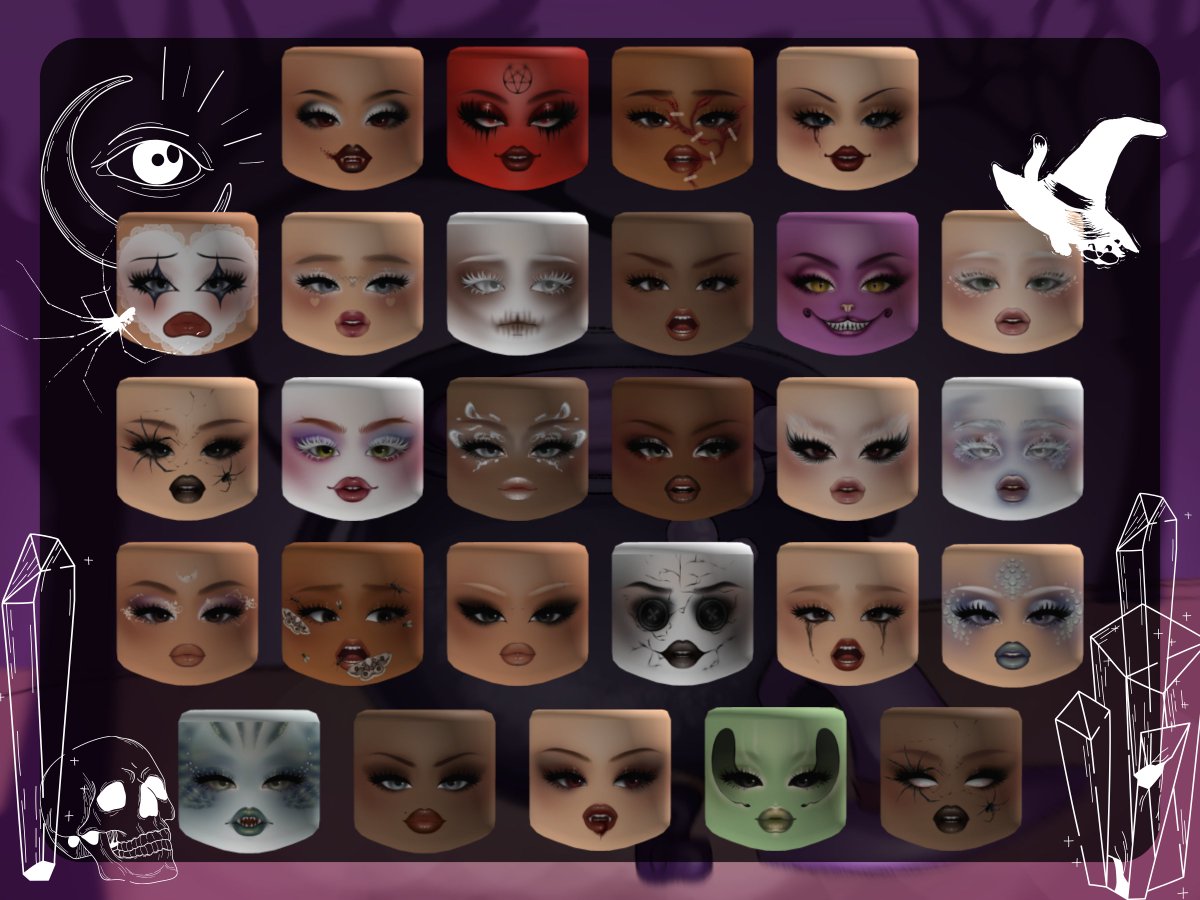 _dearbeaa's tweet photo. 🎃-꒰New #RobloxUGC Face Masks!꒱- 🎃

🦇- 27 New Halloween themed makeups!
💀- Comes in 5 different skin tones and also fantasy skin tone variants. + Cheeks Head version!
👻- 50 Robux only!

Shop them here: https://t.co/Ub3ZzBu07r

#RobloxDev #Roblox https://t.co/cfxIWAcq2I