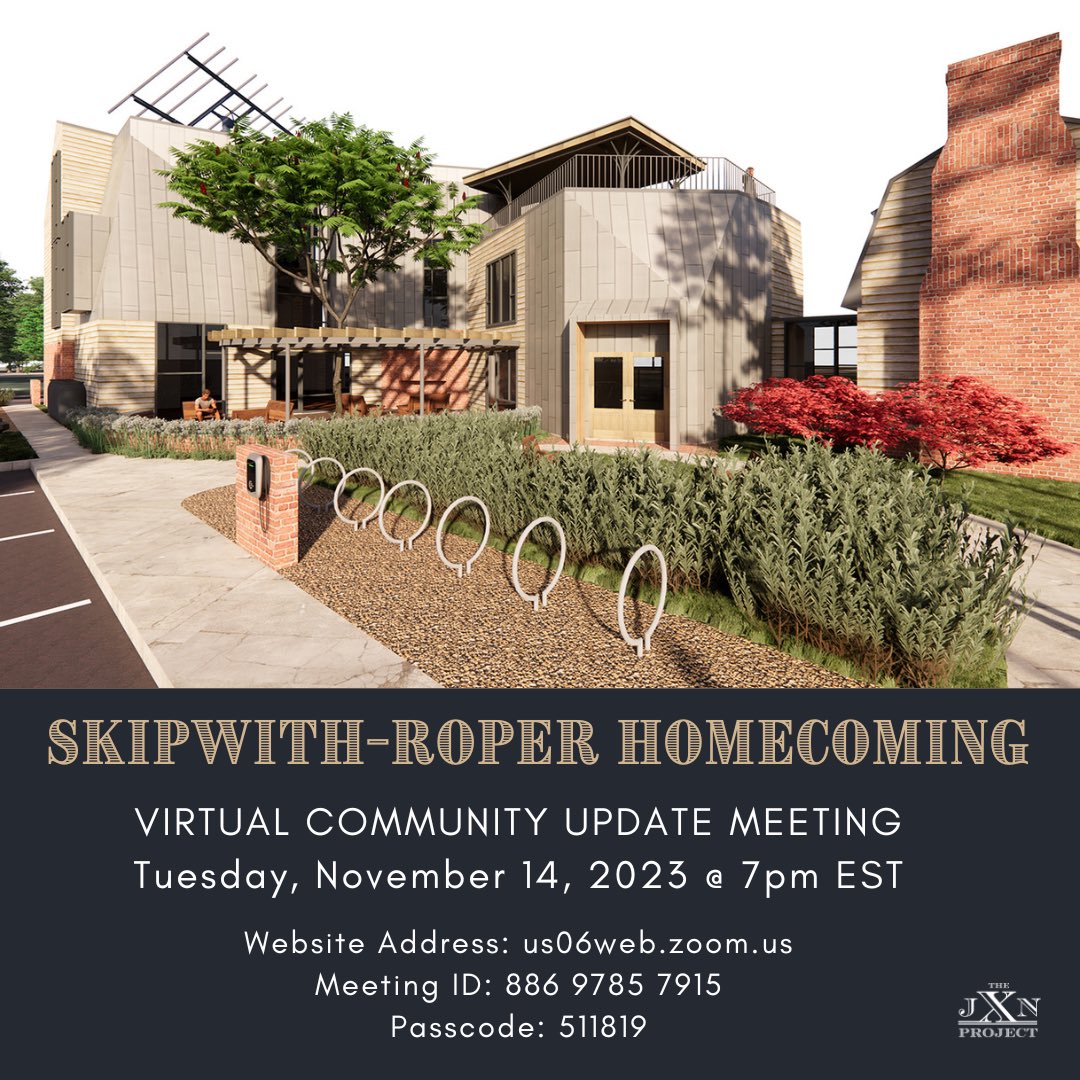 JXN has been hard at work all year and is proud to share a virtual community update on Tuesday, November 14, 2023 at 7pm EST as it prepares to break ground on the Skipwith-Roper Cottage in Spring 2024 — see you there! #thejxnproject