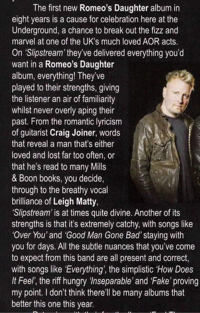romeosdaughter's tweet photo. Another great review for our brand new album Slipstream!
This time from Rob Evans of AOR Underground!
#RomeosDaughter #RomeosDaughterAOR #AOR #AORUnderground #Rock #RockMusic #Slipstream #RDSlipstream #SlipstreamRD #Album #NewAlbum #Review #AlbumReview #MusicReview #Music #UK https://t.co/JsxX1fb2Mm