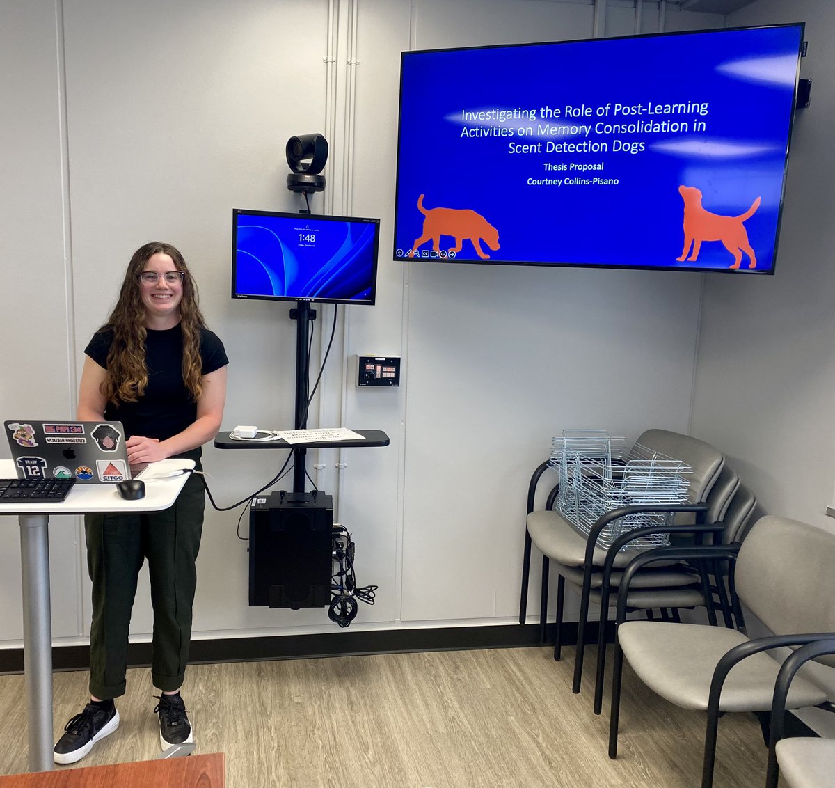 Congratulations to Courtney Collins-Pisano for successfully proposing her master’s thesis “Investigating the Role of Post-Learning Activities on Memory Consolidation in Scent Detection Dogs” yesterday!