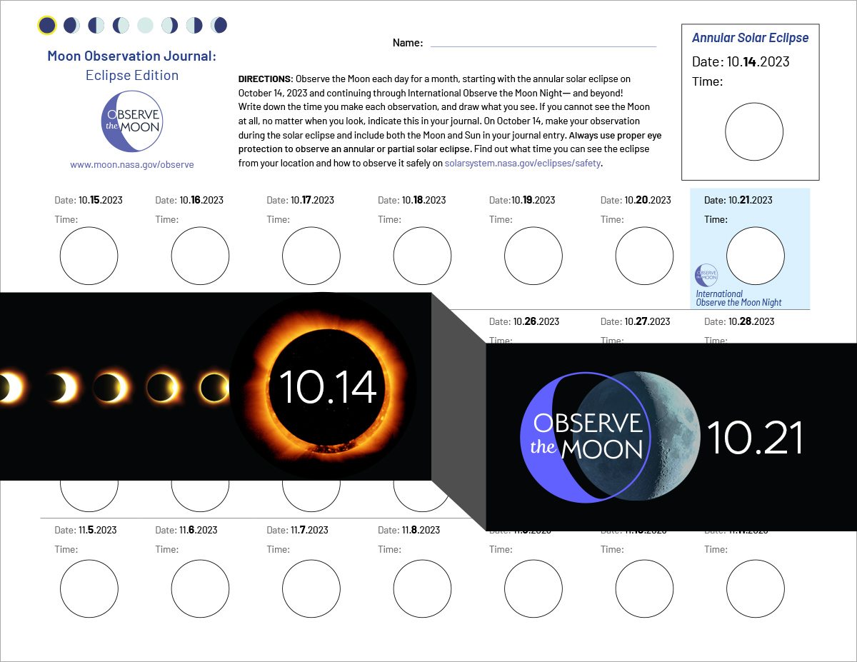 NASAMoon's tweet photo. Today's eclipse was a rare opportunity to see a new moon phase! Keep the lunar observations going all month long with our special edition eclipse Moon journal. #ObserveTheMoon https://t.co/1YTT3fieZj https://t.co/WWxjoUcQj3