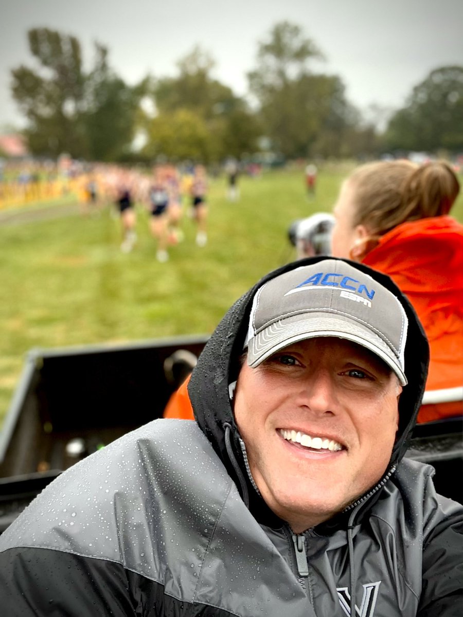 VaSportsTV's tweet photo. New ground for us this morning as we broadcast our first ever @UVATFCC meet at Panorama Farms! A long few days of technical setup but overall a smooth show this morning! Thank you to our somewhat soggy venue crew 🌧️ #GoHoos https://t.co/nKfYJOxwDo