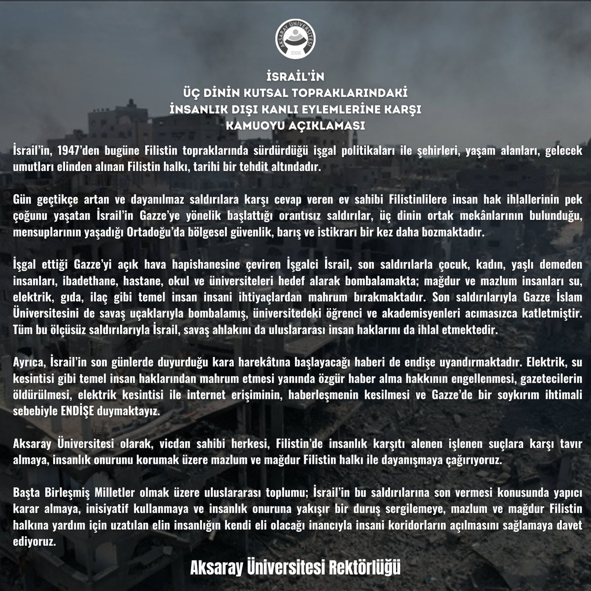 Kamuoyu Açıklaması <a href="/profalpayaribas/">Prof. Dr. Alpay Arıbaş</a> 

#Aksaray #AksarayÜniversitesi #ASÜ