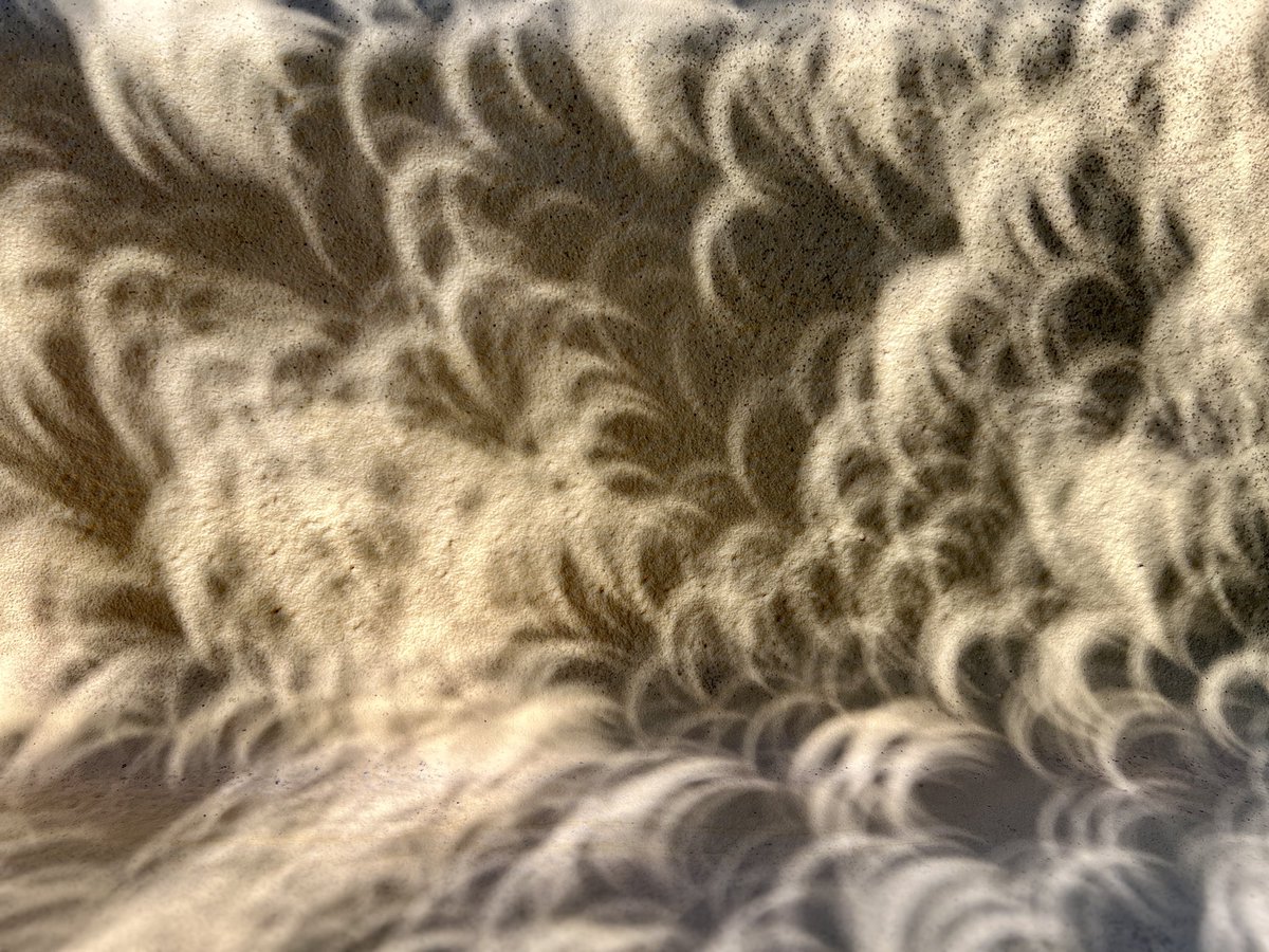 Crescent light beams from TX during the eclipse..