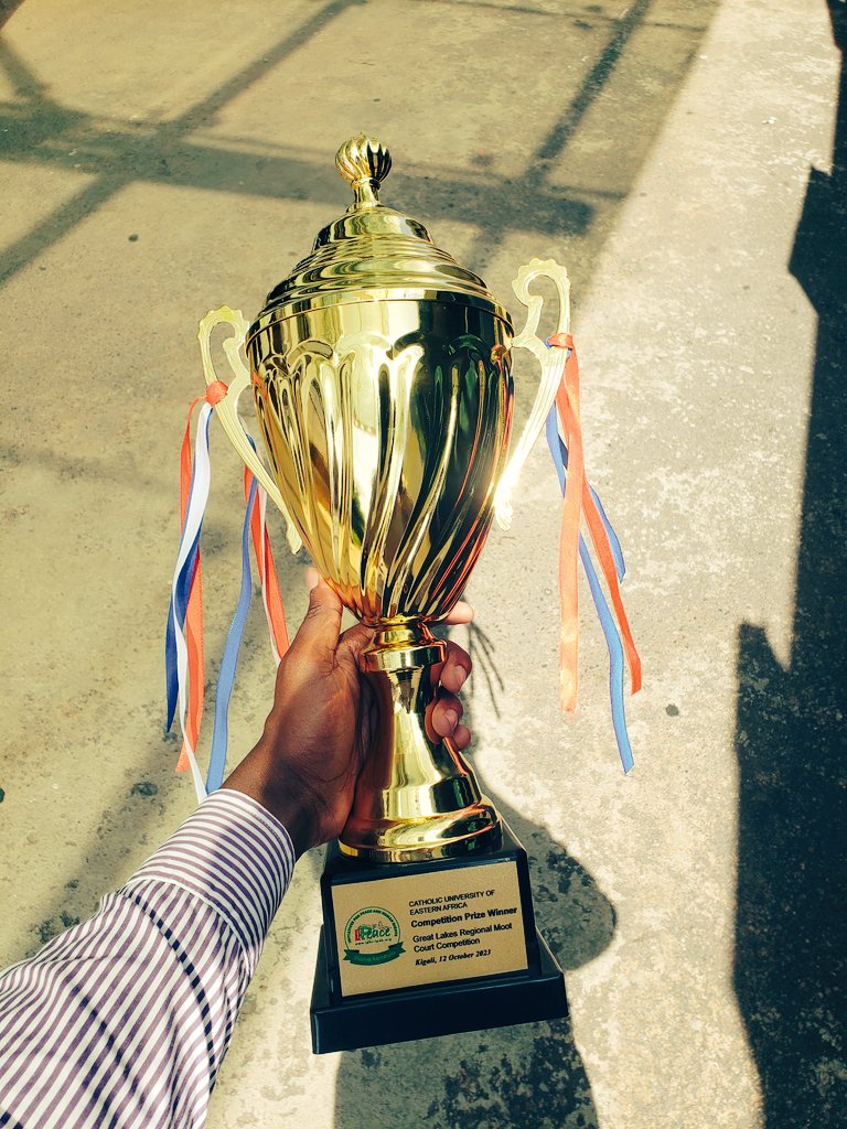 KensonMutethia's tweet photo. I am glad to announce that @cintah_wangui &amp; myself representing @cuea_official won the just recently concluded #iPeace Great Lakes Regional IHL Moot Competition at Kigali 8-14 Oct 2023. We can't keep calm bcs this being our last undergrad Moot we've just left the stage in style🥳 https://t.co/ZHXZAHzt6M