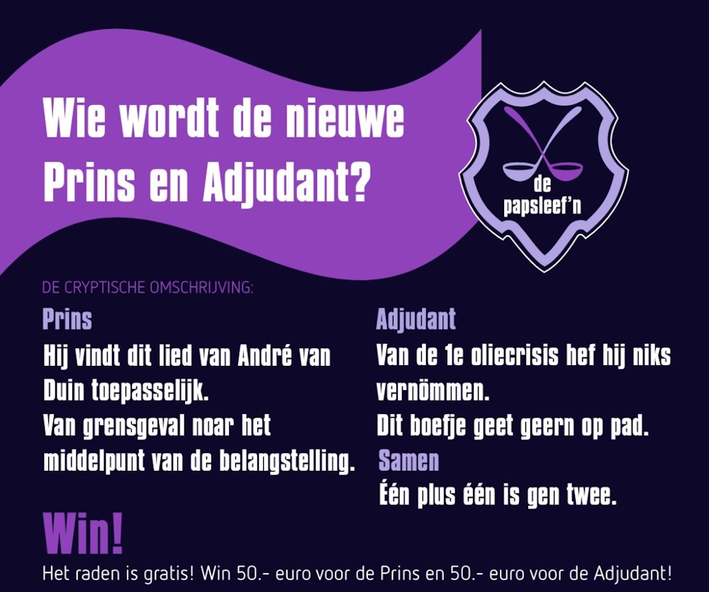 cvdepapsleefn's tweet photo. Wie o wie worden onze hoogheden? #papsleefn https://t.co/tCqzgaGEIL