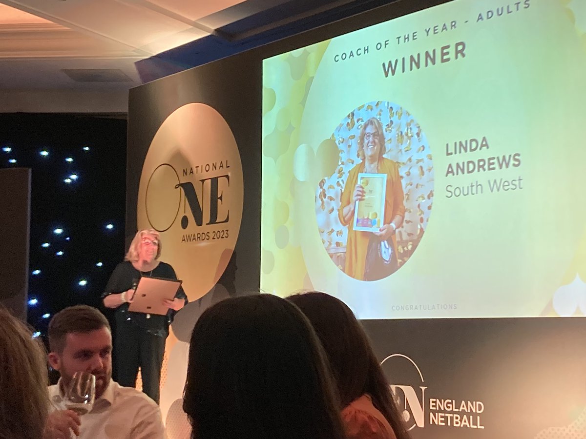 Huge congratulations Linda. Coach of the Year (Adults).  National winner!!! Well done from everyone at <a href="/NetballSW/">Netball South West 🏐</a>
