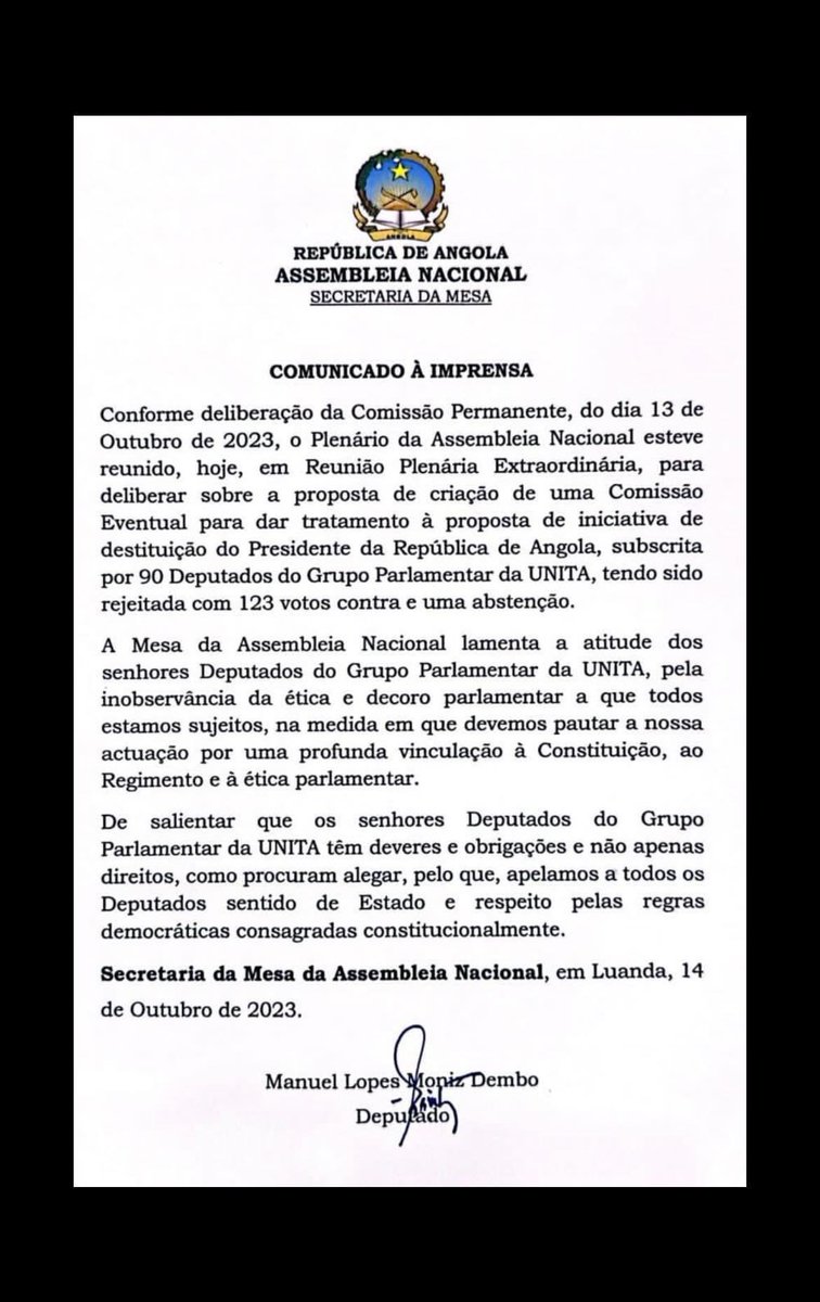 GildoMatiasJose's tweet photo. Sempre foi um não assunto, mau perder. Uma lucubração política com desfecho previsível. Os nossos adversários políticos continuam onde sempre estiveram: do lado errado dos factos e da história. O nosso foco continua a ser fazer mais e melhor por Angola e pelos angolanos. 🇦🇴 https://t.co/Ve0IpnI8Lx