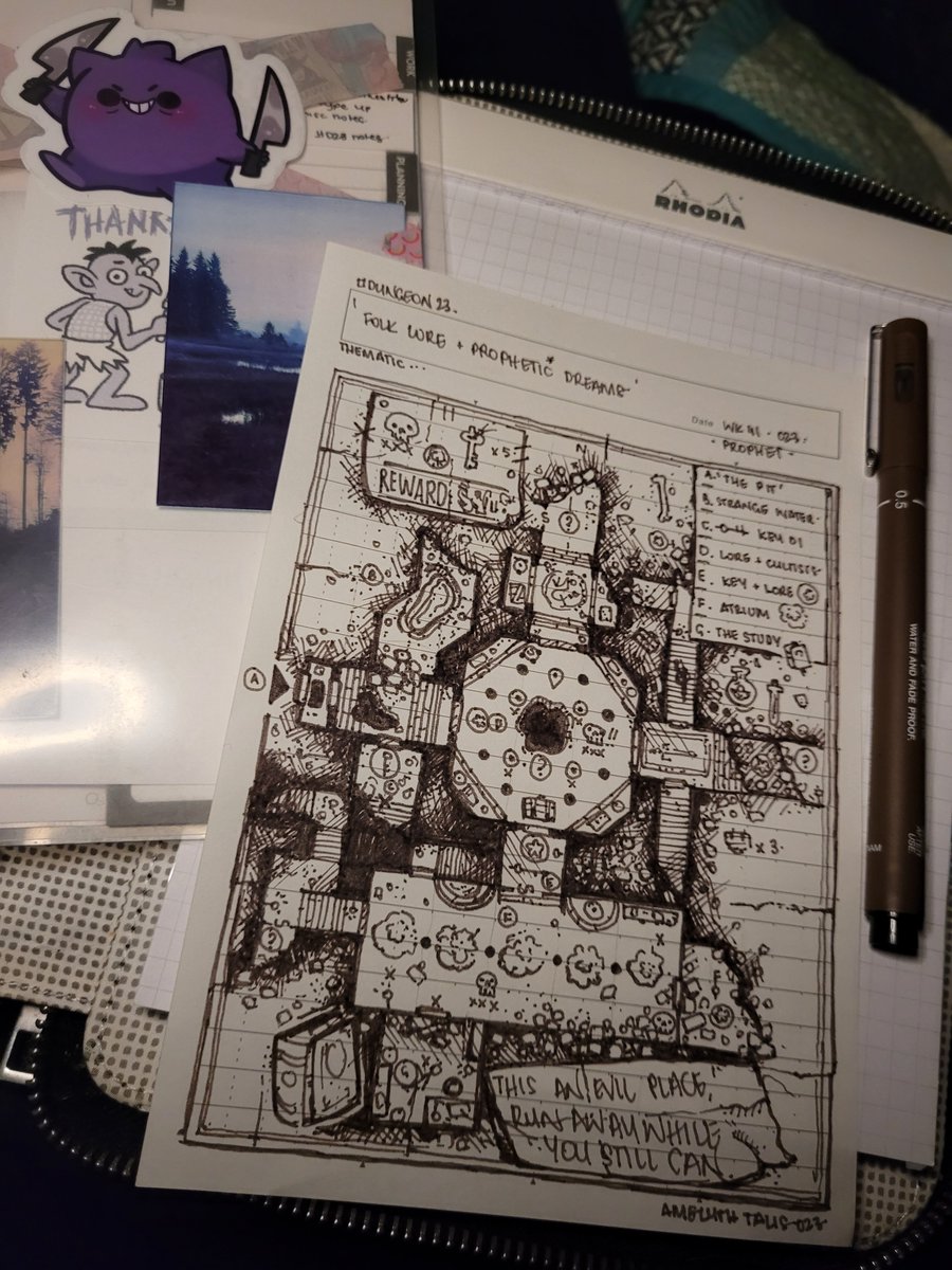 Amelyth's tweet image. Not posting has been hard, the spoon resource pouch has been empty. Mapping each day even an empty room helps, I worked on something. 

The community has been amazing, and I always look forward to seeing my feed.

 So here is WK 41 of #dungeon23