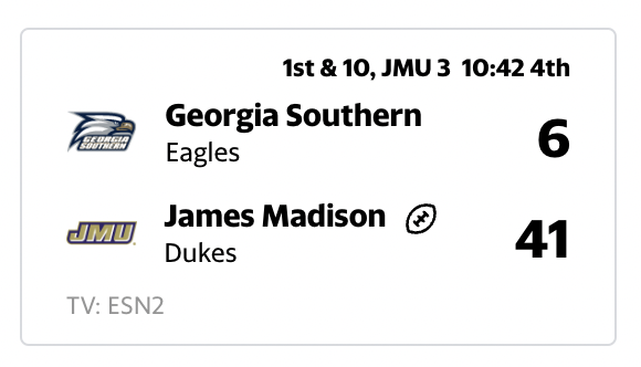 YahooSportsCFB's tweet photo. It's such a shame that James Madison is still ineligible for postseason play because of NCAA rules about transitioning from FCS to FBS 🙄 https://t.co/LdOWvbHU4V