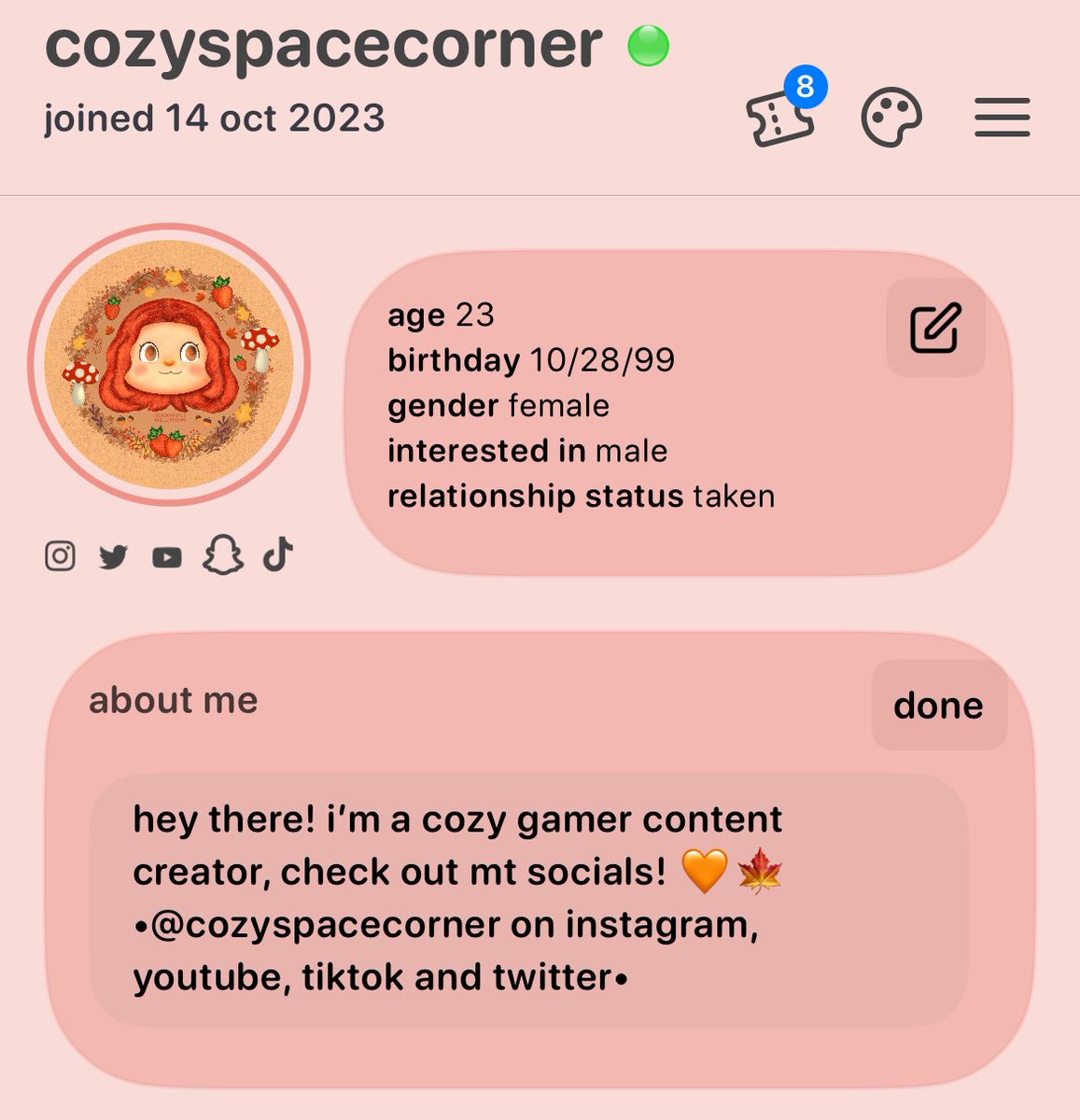 cozyspacecorner's tweet photo. soooo I got in! let me know if you need a code and if you want to be friends 🧡
#nospace #nospaceapp #AnimalCrossingNewHorizons #AnimalCrossing https://t.co/rpTUN0A27J