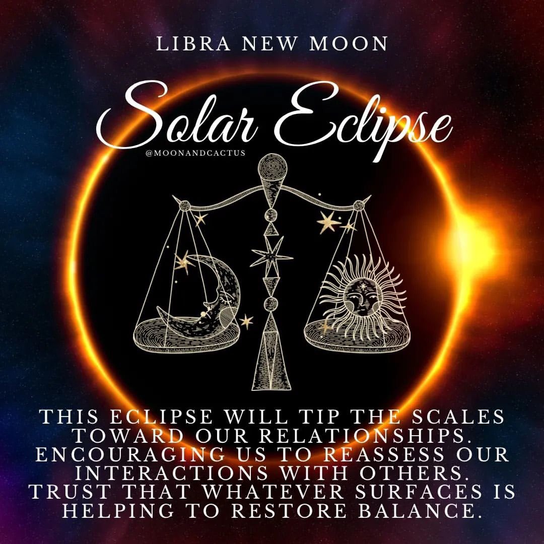 JudyConda's tweet photo. #SolarEclipse / #NewMoonInLibra Occurring today this noontime / tonight midnight! 

On October 14, 2023, at 1:56p.m. US-EST (October 15th at 1:56AM PH-ASIA time), the Moon Solar Eclipse and a Sun unite in Libra, inviting introspection. The courage to chase those wildest dreams. https://t.co/3ExD5LNMoW