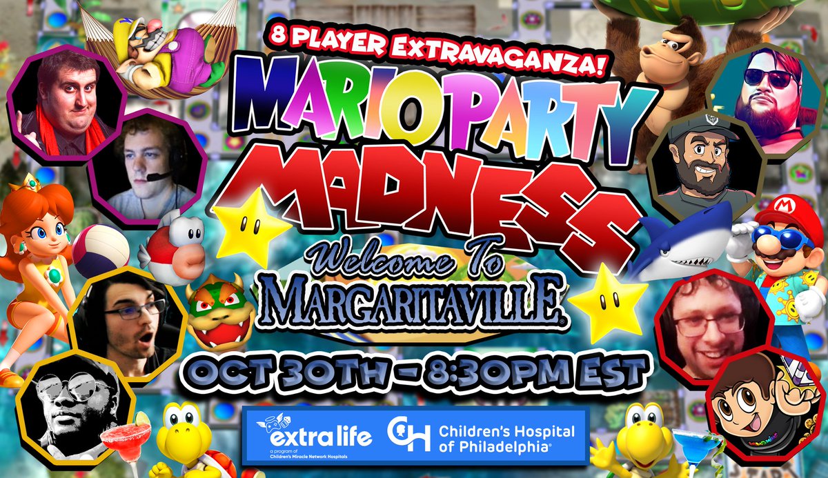 announcing another 8 player #MarioPartyMadness event for <a href="/ExtraLife4Kids/">Extra Life</a> <a href="/ChildrensPhila/">Children's Hospital</a> - ft. <a href="/ShellshockPrime/">Shellshock Prime</a> <a href="/Shad_JV/">ShadJV</a> <a href="/Sylverstone14/">🟦☁️ (@sylverstonekhandr.com)</a> <a href="/MMGMike22/">@mmgmike.bsky.social</a> <a href="/Draco655/">Draco655</a> @Handsome_Cheese <a href="/PepperRabbit190/">PepperRabbit190</a> !! - going to Koopas Seaside Soiree on OCT 30th! - insane game ahead