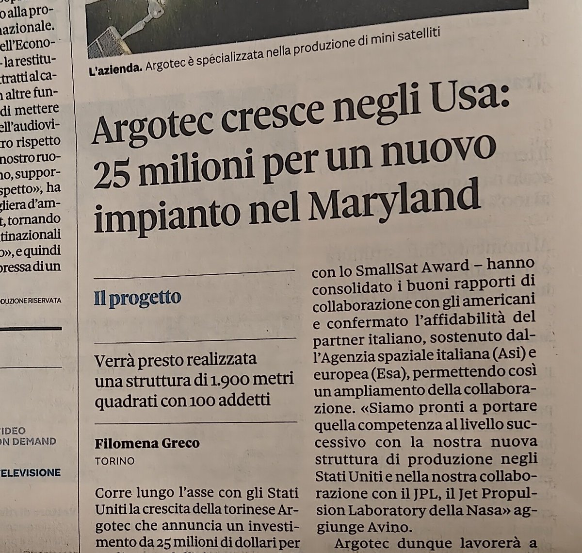 Argotec_Space's tweet photo. The distance between Turin and the United States has never been shorter.
Maryland, we come to stay.
Thanks to @sole24ore for reporting on our expansion.
If you want to jump on board as an investor, partner or employee, email us to info@argotecgroup.com
@DavidAvinoIT #Argotec https://t.co/IdP6PUnOf6