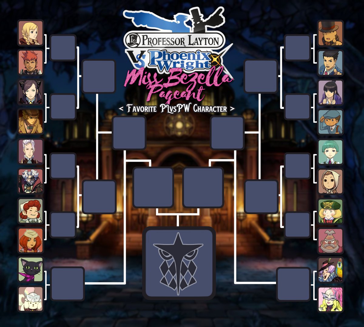 astrofiish's tweet photo. 🔥Welcome to the Miss Bezella Pageant!🔥
(Also known as the Favorite PLvsPW Character Bracket)
Please vote in the thread below for your FAVORITE PLvsPWAA characters!
[ #PLvsPW #PLvsAA #PLvsPWAA #ProfessorLayton #AceAttorney ] https://t.co/dzirWG0xo5