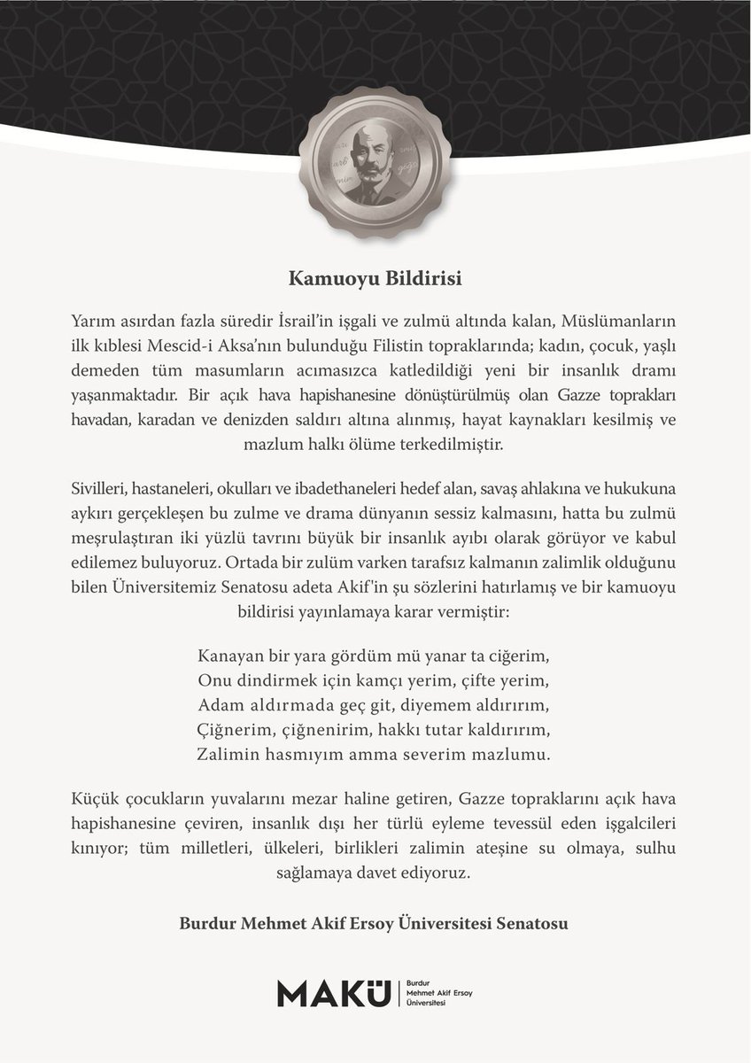 makuedutr's tweet photo. İsrail'in Gazze'ye Yönelik Saldırılarına İlişkin Kamuoyu Bildirisi https://t.co/zEoAjIPmzw