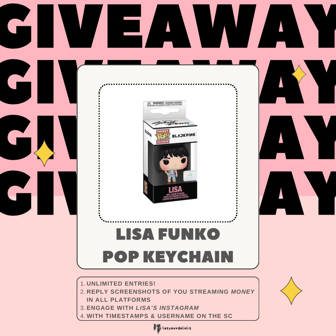 lesyeuxdelalis's tweet photo. LISA FUNKO POP KEYCHAIN GIVEAWAY 💛

Open WORLDWIDE! I‘ll also cover the shipping fee.

RT &amp; LIKE this tweet. Entries are unlimited! 
Check mechanics below by TeamLisaPH.

Ends: tba https://t.co/34L48ZvlL1