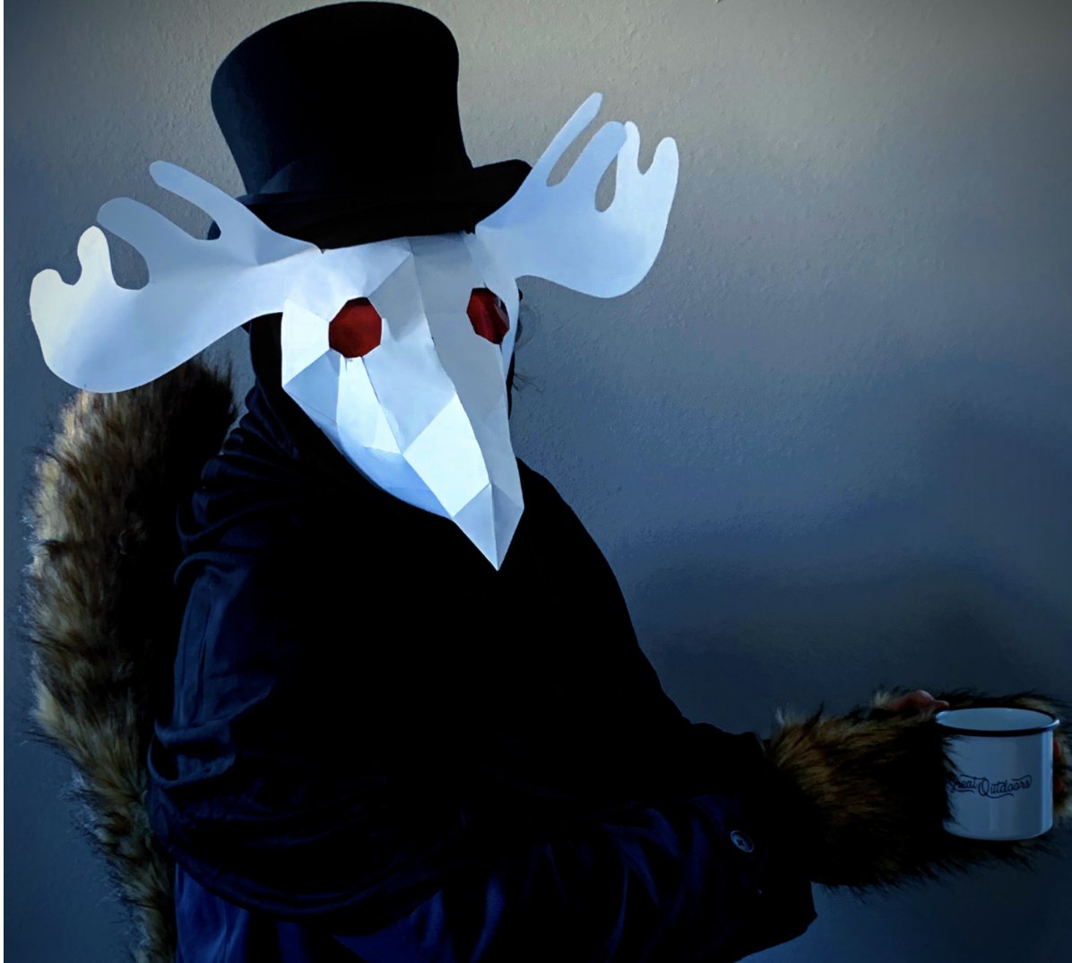 GottaBeCrazy2's tweet photo. #GISH2020 #HalloweenHaUNT #Item52: The bubonic plague had those cool plague doctor bird-beak masks, but all COVID has are basic face masks (effective, but not super cool!). Create a plague doctor mask in the style of one of the GISH mascots. #GISH #TeamGottaBeCrazy https://t.co/wYsL5dMV8K